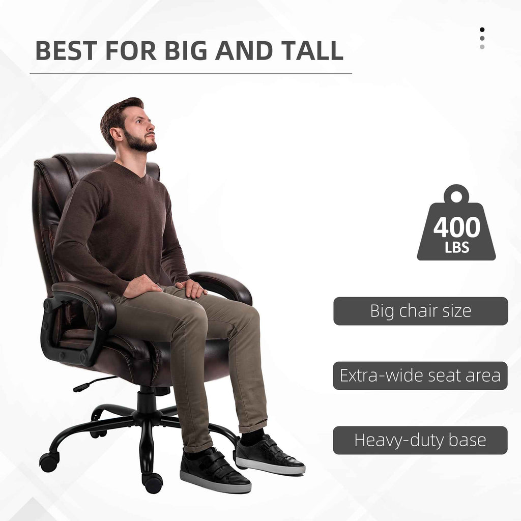 Joel Executive Office Chair with High Back, Adjustable Height and 400LBS Capacity-Brown
