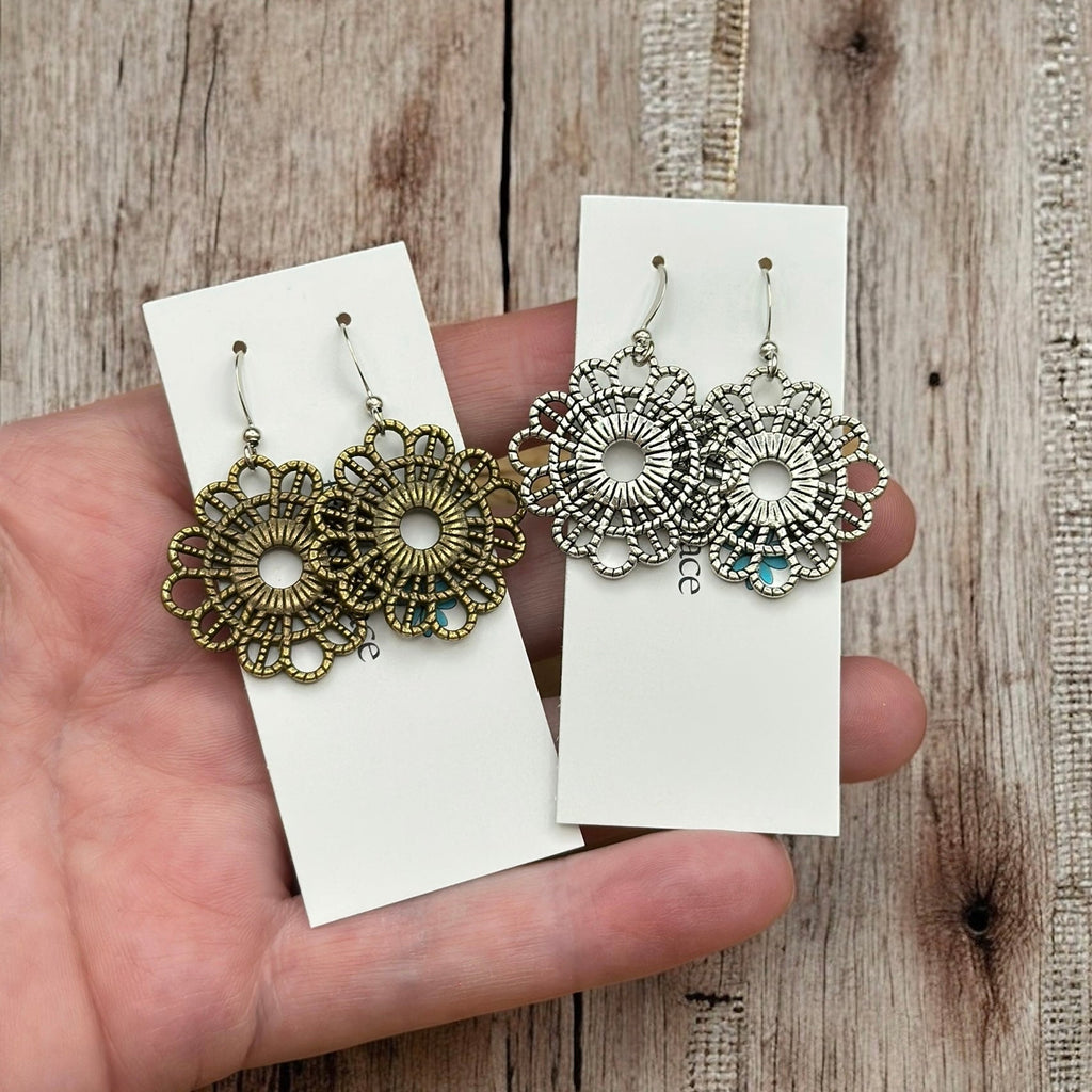 Lace Earrings with Textured Design for Stylish Elegance
