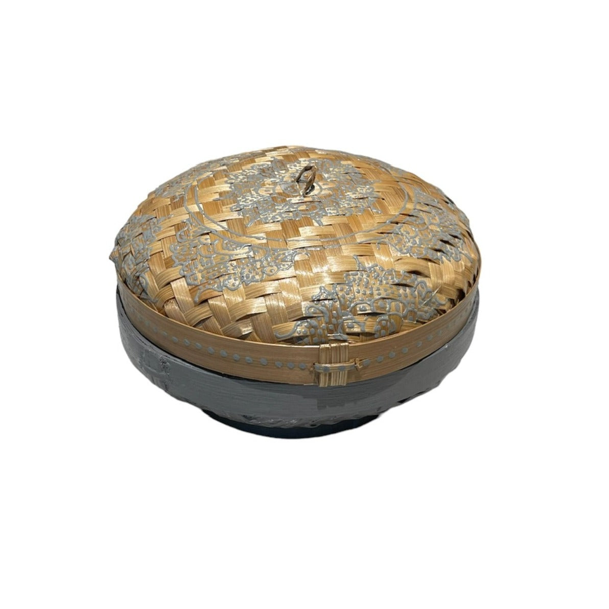 Grey Rattan Henna Box - Stylish Round Storage Solution - Shopthatapp.ca