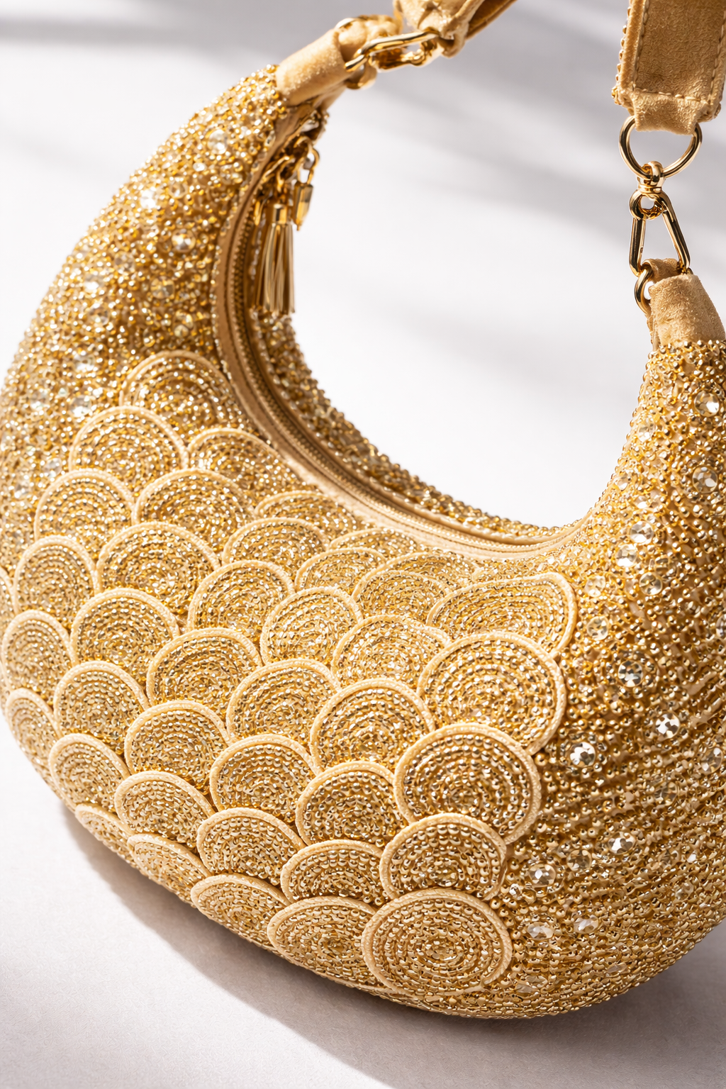 Elevate Your Style with the Gold Beaded Clutch Bag - Aurora