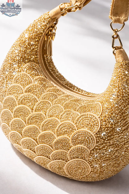 Elevate Your Style with the Gold Beaded Clutch Bag - Aurora - Shopthatapp.ca