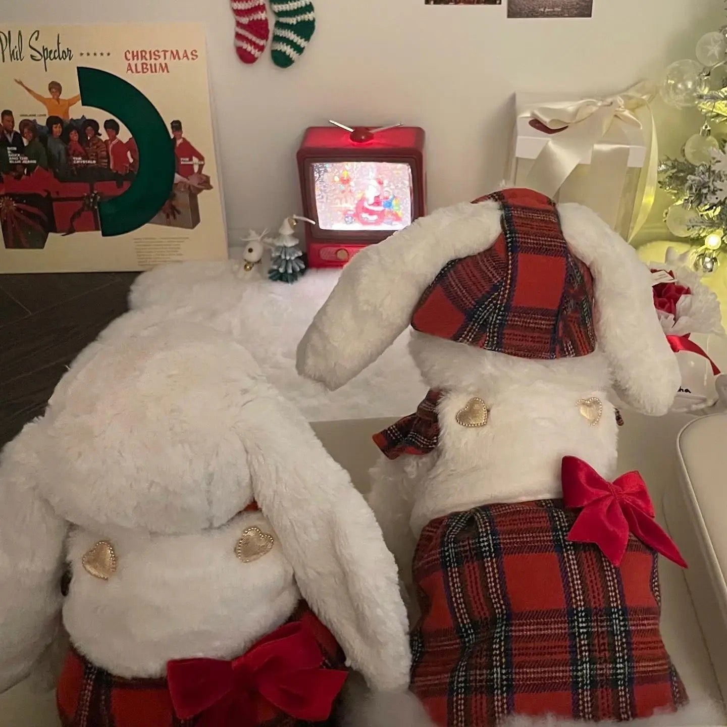 Winter Dog Dress with Hat - Red Plaid Bunny Dress for Dogs - Shopthatapp.ca