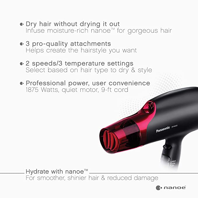 PANASONIC Nanoe Professional Hair Dryer -  Refurbished with Home Essentials warranty - EH-NA65K - Shopthatapp.ca