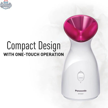 Refurbished Panasonic Ionic Facial Steamer EHSA31 by Home Essentials Outlet, showing the compact personal care device with steam outlet