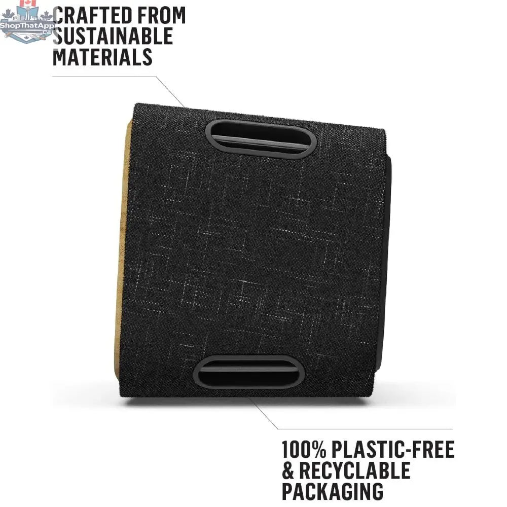 House of Marley Get Together 2 wireless Bluetooth speakers in black, showing the compact design and textured exterior.