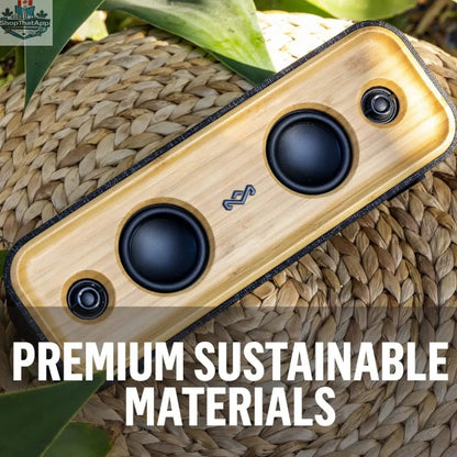 House of Marley Get Together 2 Bluetooth speakers in black, showing the compact design and control buttons.