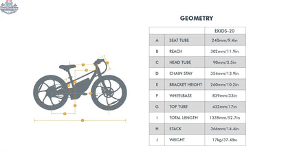E-Vélo EUNORAU Quebec EKIDS20 1.0 electric bicycle with blue frame, handlebars, and wheels visible in the image.