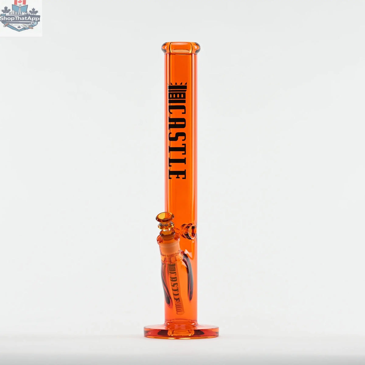 Castle Glassworks 18-inch straight tube beaker bong with 9mm thick electroplated glass for smooth, enjoyable hits.