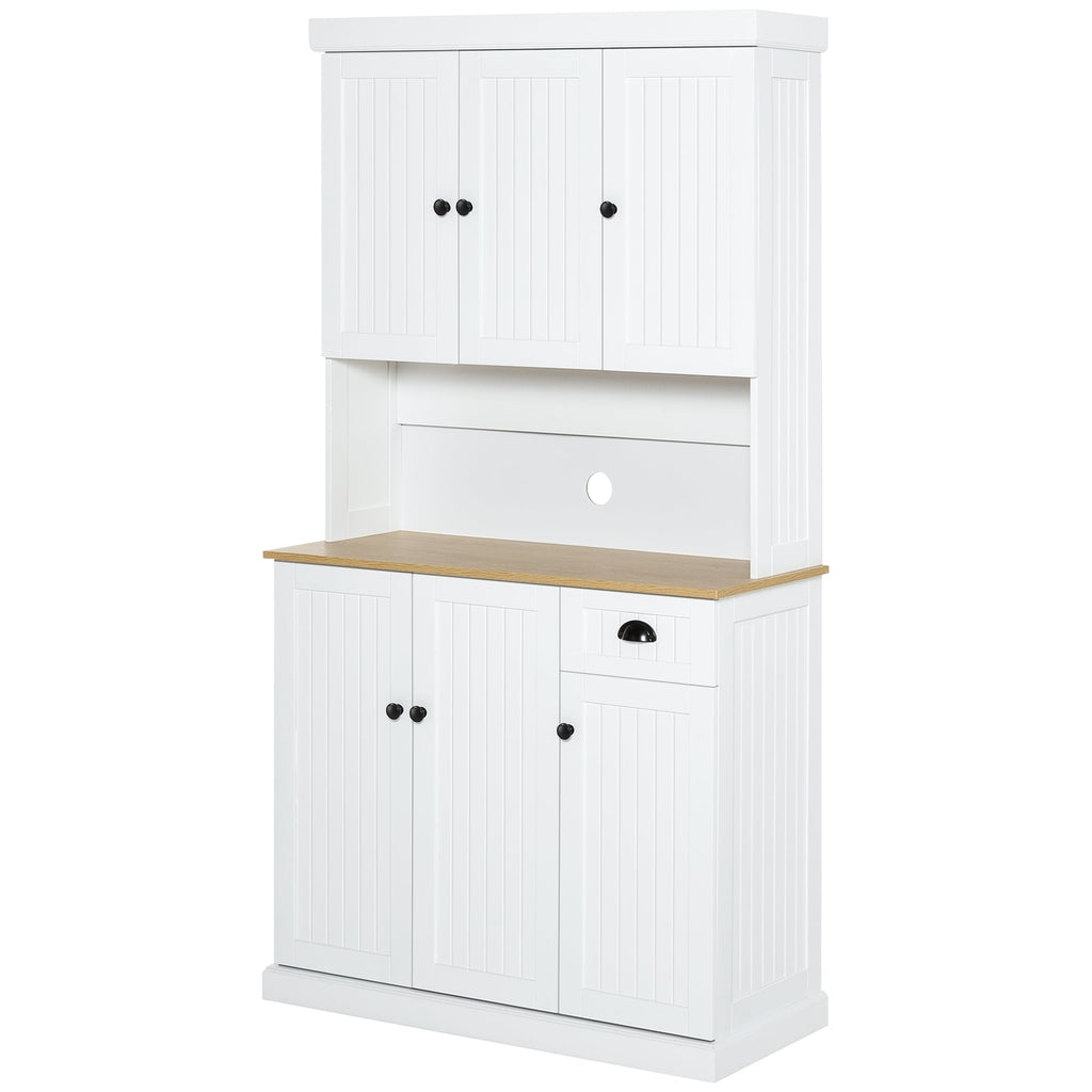 Denver 71" Kitchen Storage Cabinet with Hutch-White/Oak - Shopthatapp.ca