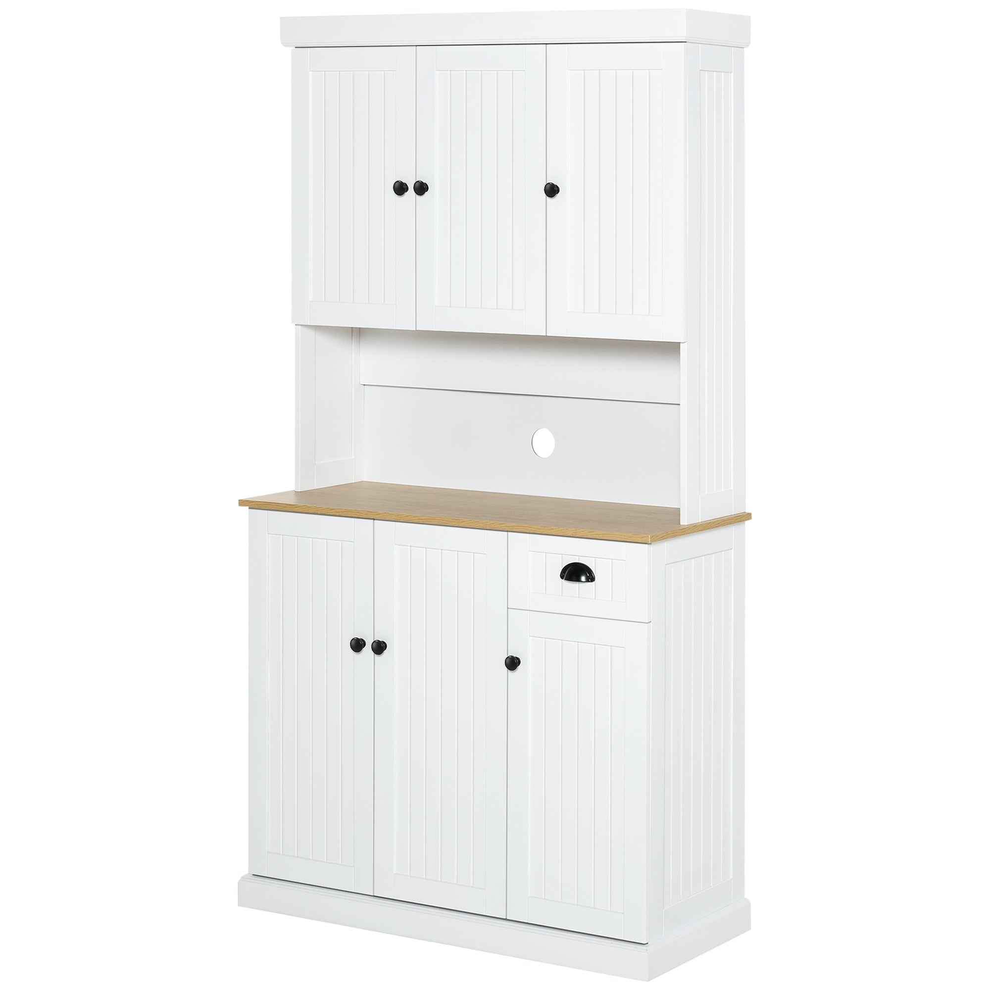Denver 71" Kitchen Storage Cabinet with Hutch-White/Oak - Shopthatapp.ca