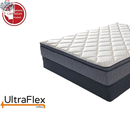 UltraFlex® mattress with high-density foam, CoolGel, posture support, motion transfer pockets, and waterproof cover.