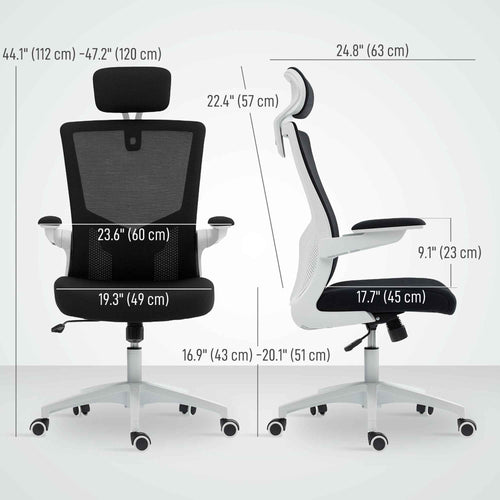 Andre Ergonomic Office Chair with 2D Lumbar Support and adjustable Headrest-Black/White