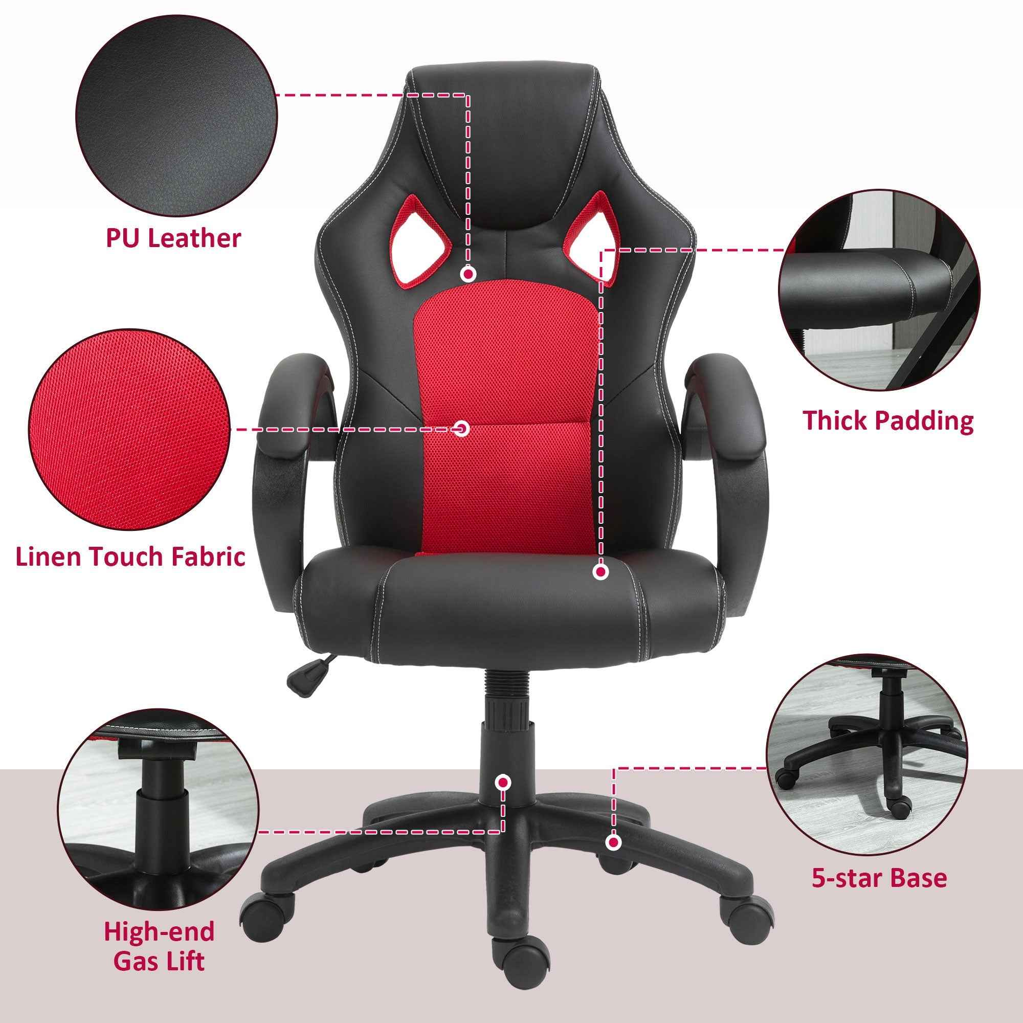 Foster Gaming-Office Chair-Red/Black