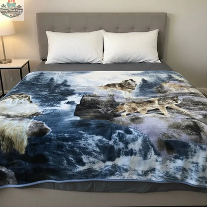 LUXURY PLUSH ULTRA SOFT BLANKET (Wolf Paradise) - Shopthatapp.ca