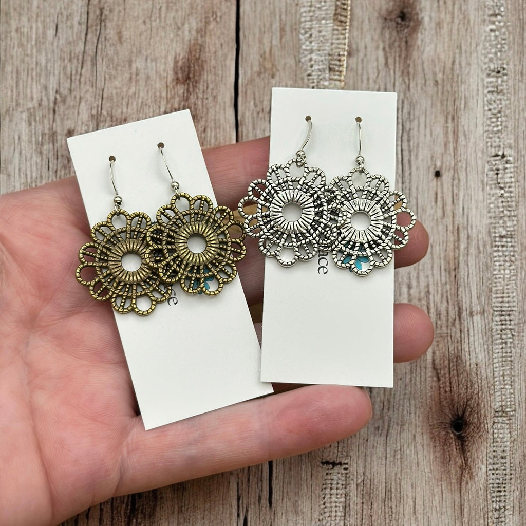 Lace Earrings with Textured Design for Stylish Elegance