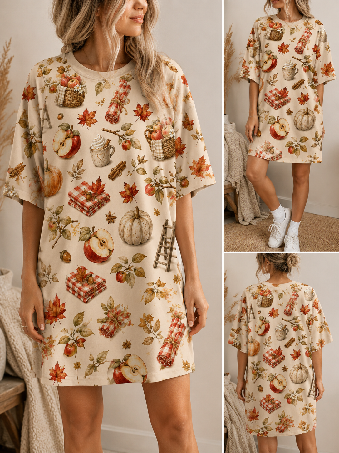 PRÉCOMMANDE T-SHIRT DE NUIT OVERSIZE ADULTE - Récolte d’automne 🍎🍂