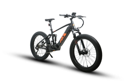 E-Vélo EUNORAU QUEBEC FAT-HS Hunter X8 electric bicycle with sturdy frame and fat tires for off-road adventures.