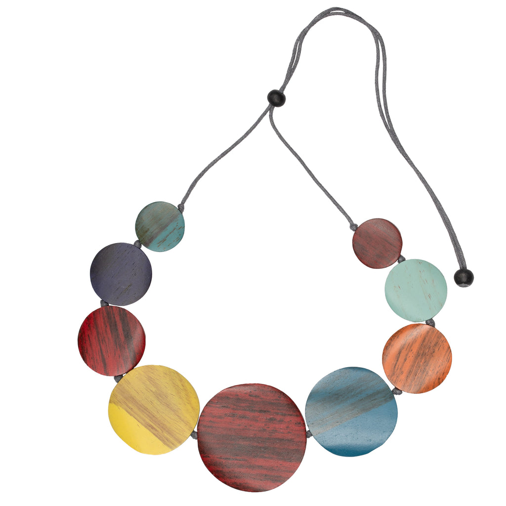 Graduated Wooden Disc Necklace - Shopthatapp.ca