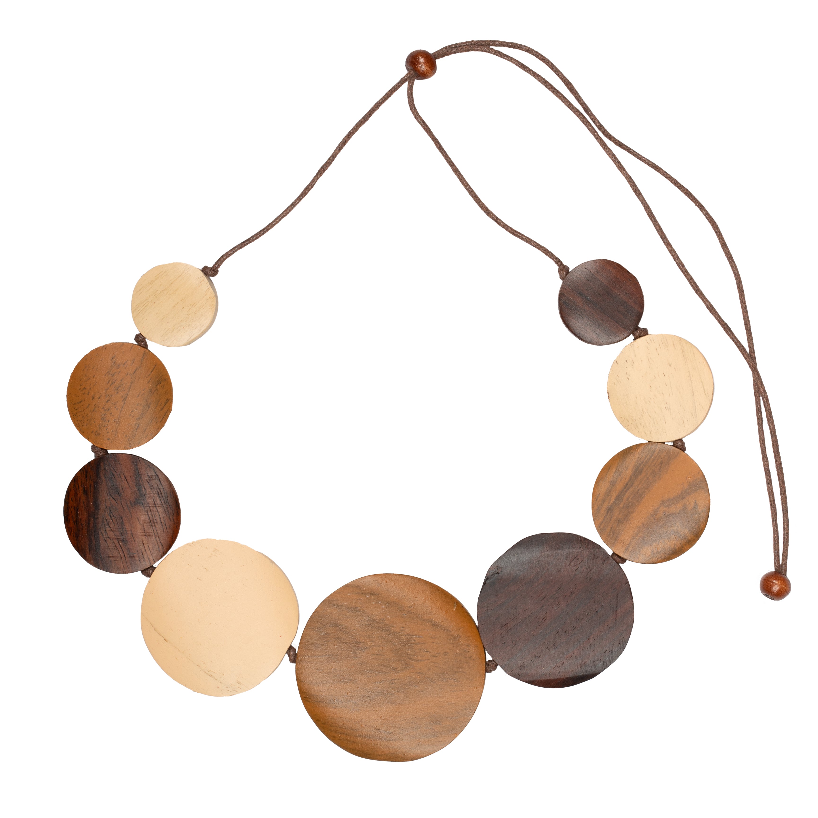 Graduated Wooden Disc Necklace - Shopthatapp.ca