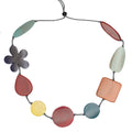 Tinted Wood Flower Necklace with Mixed Shapes and Colors - Shopthatapp.ca
