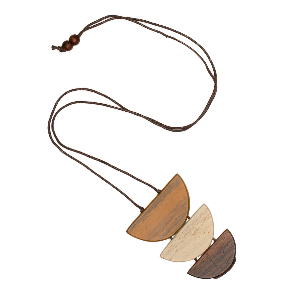 Tinted Wood Half Moon Pendant - Shopthatapp.ca