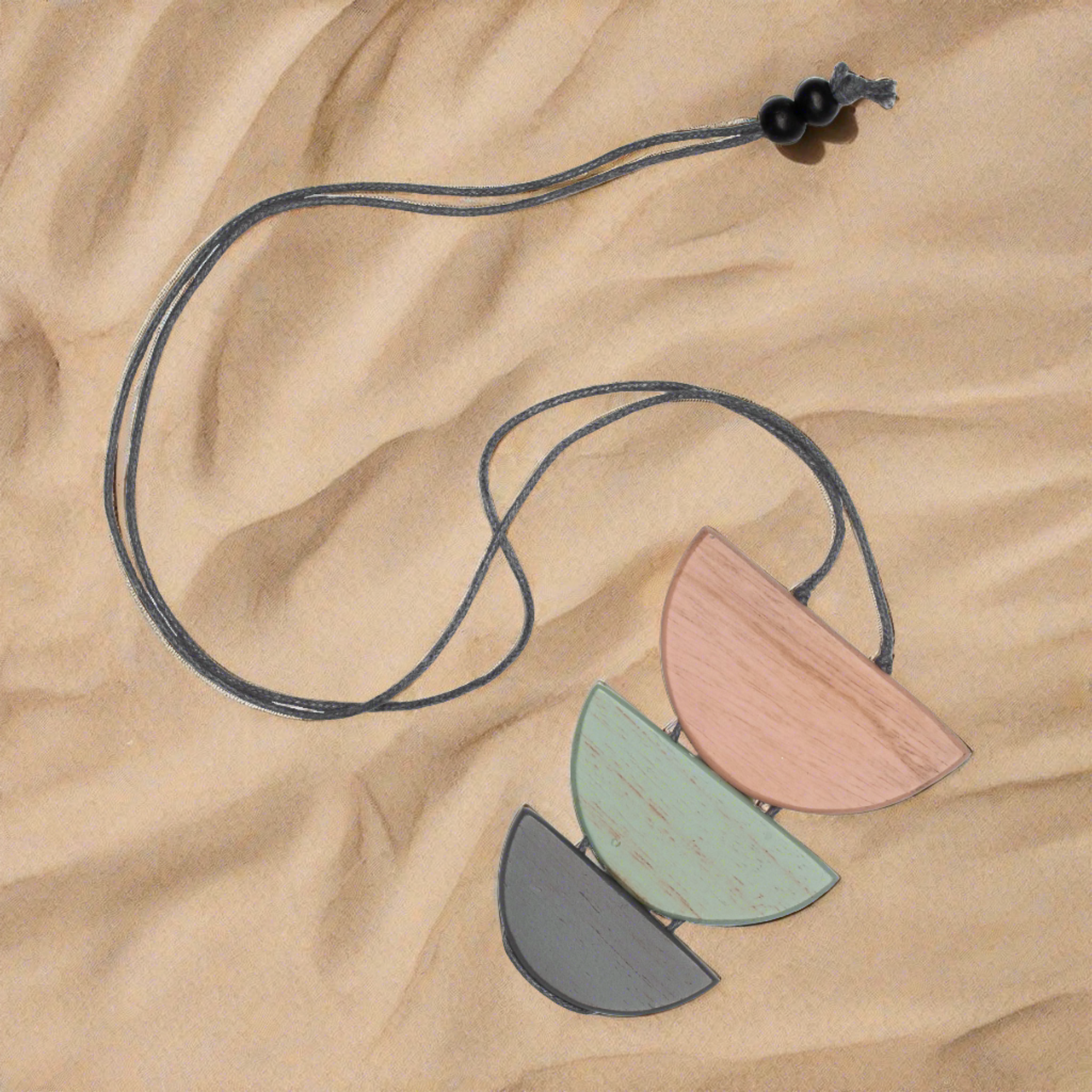 Tinted Wood Half Moon Pendant - Shopthatapp.ca