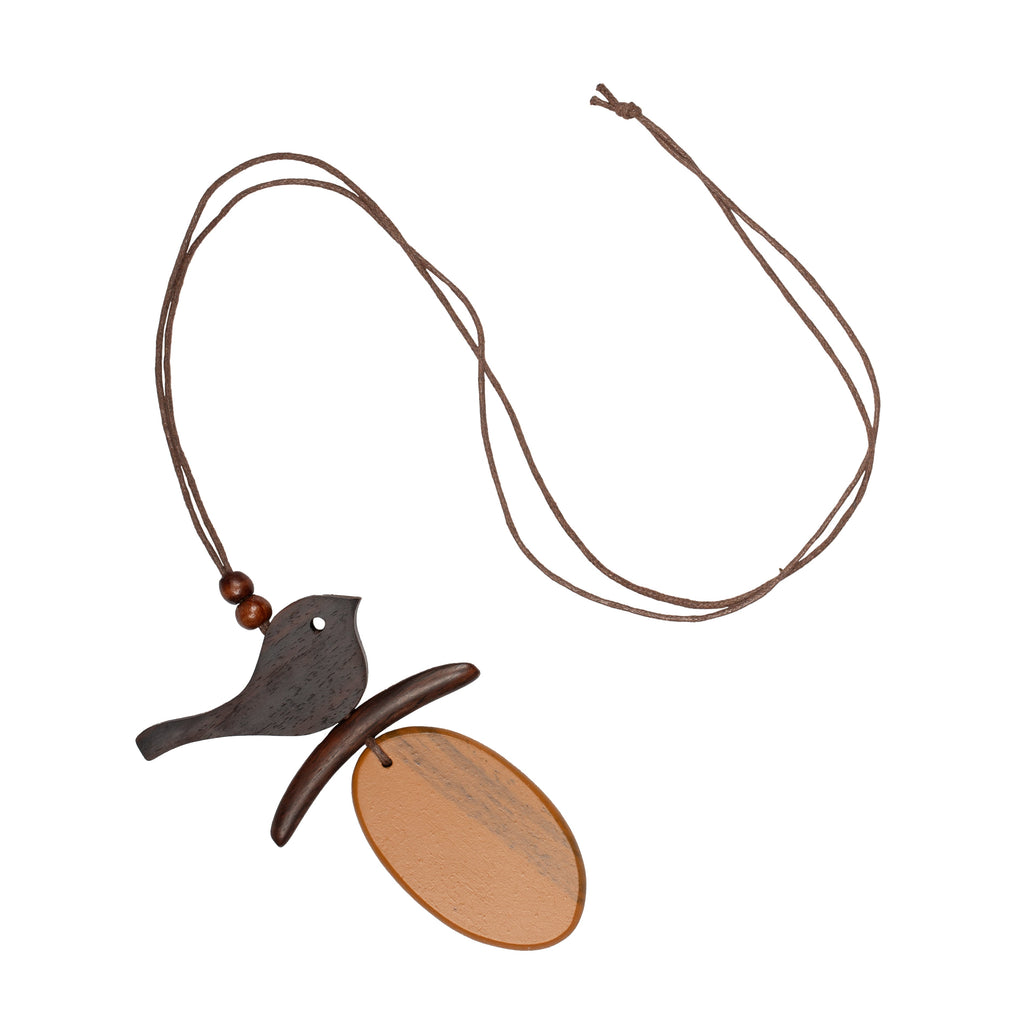 Tinted Wood Bird Necklace on Branch - Unique Nature-Inspired Jewelry - Shopthatapp.ca