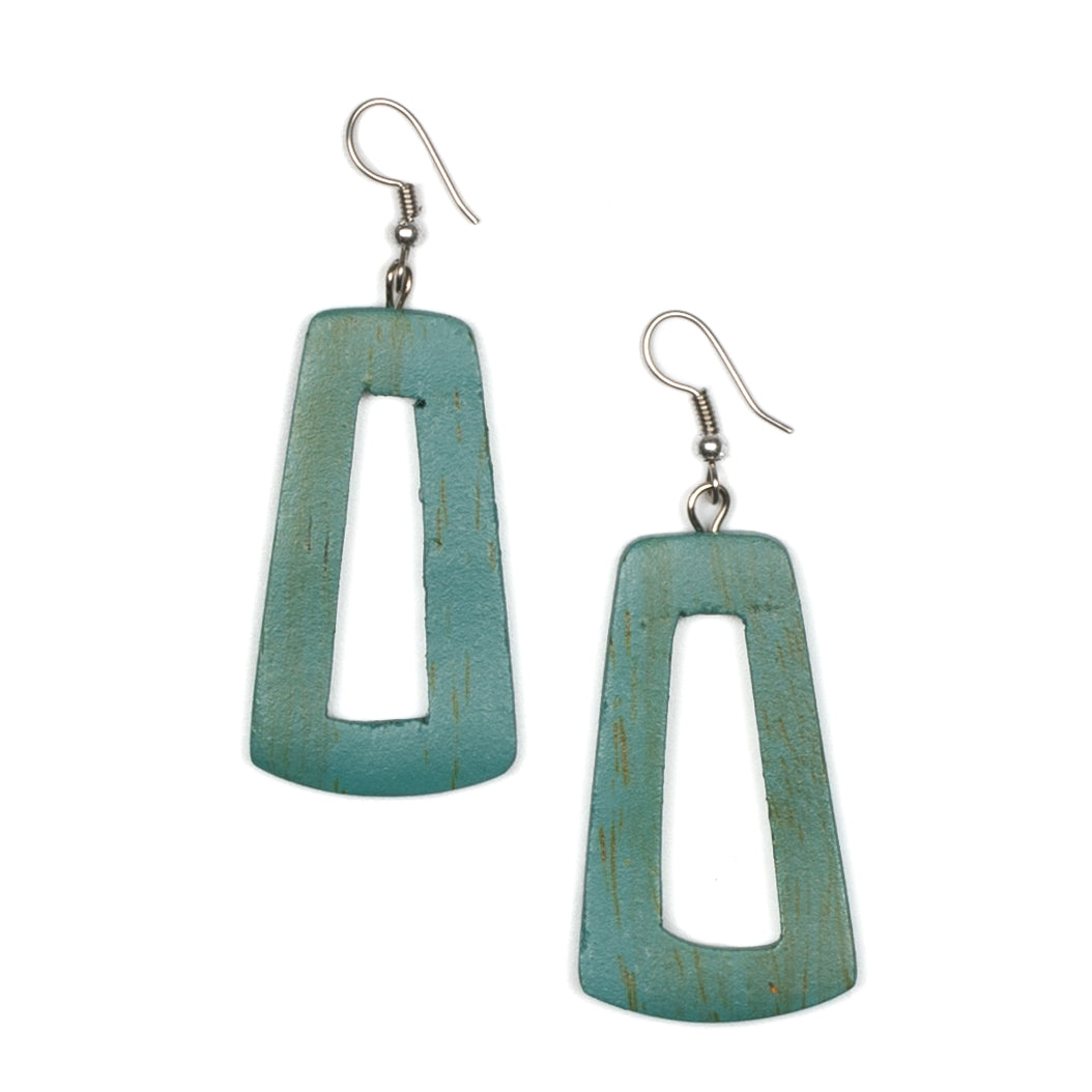 Tinted Wood Hoop Earrings - Stylish Rectangular Design - Shopthatapp.ca