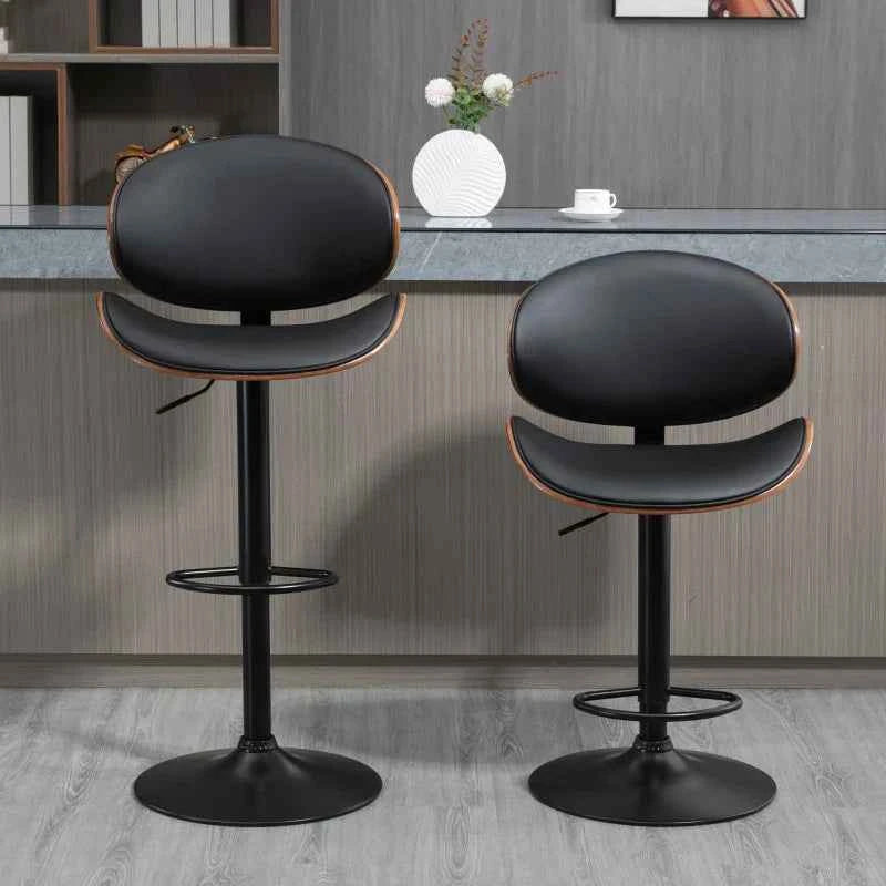 Alpine Modern Adjustable Counter/Bar Stools with Swivel Seat-Set of 2-Black