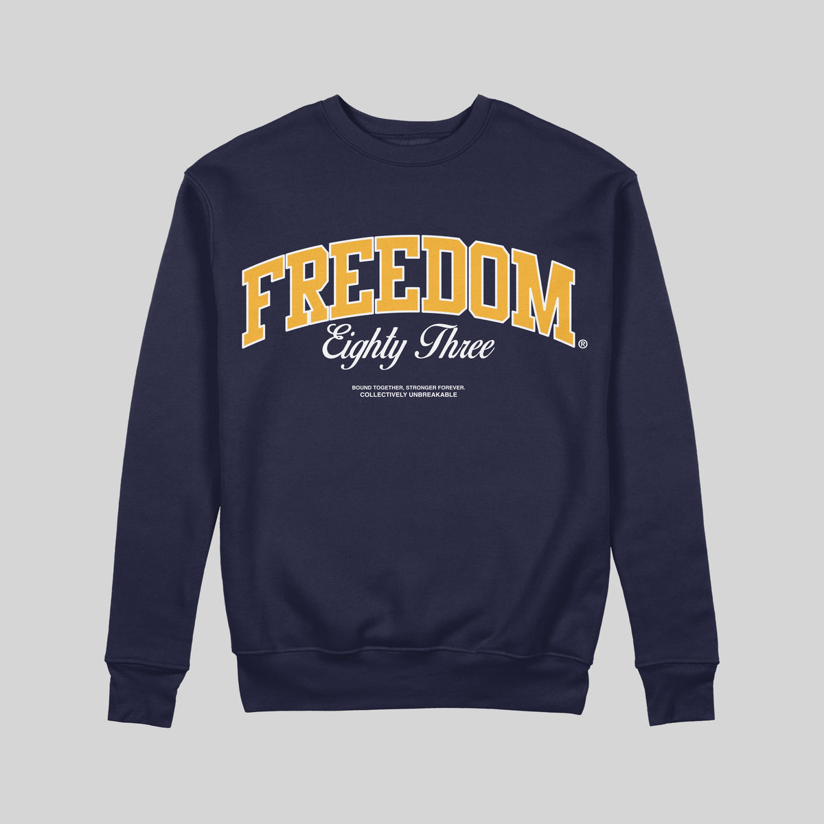 Freedom 83 Varsity Crewneck Sweatshirt – Navy--www.Shopthatapp.ca-Freedom 83