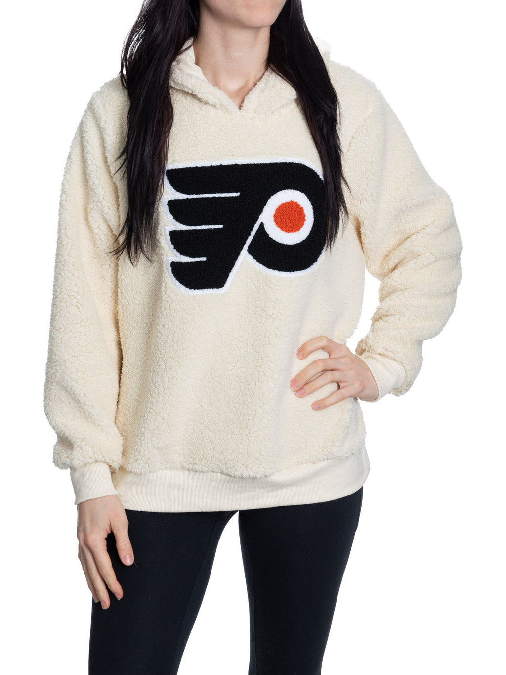 Philadelphia Flyers Ladies Sherpa Hoodie with Premium Chenille Logo - Shopthatapp.ca