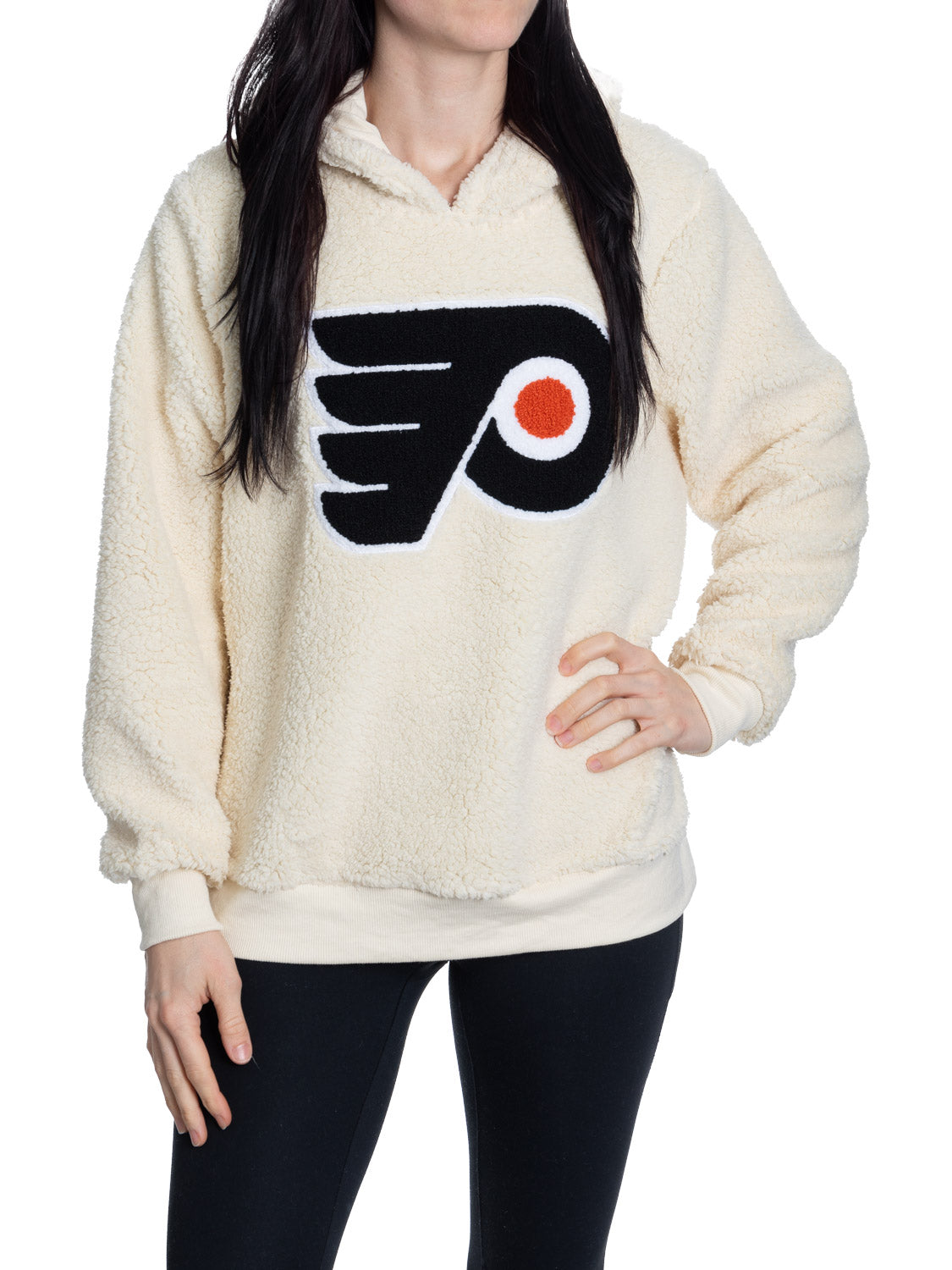 Philadelphia Flyers Ladies Sherpa Hoodie with Premium Chenille Logo - Shopthatapp.ca