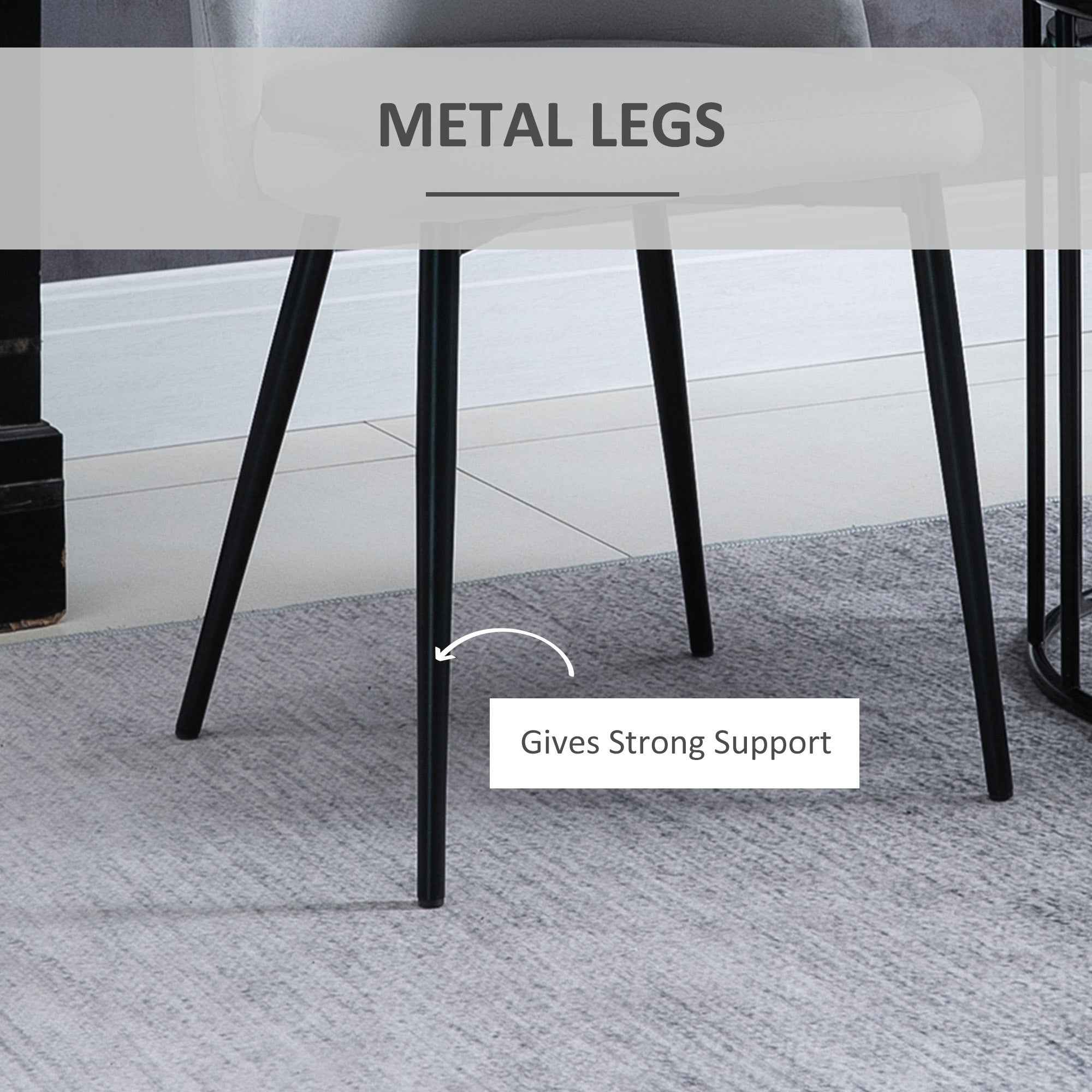 Dylan Set of 2 Mid-Back Velvet-Touch Dining Chairs-Grey