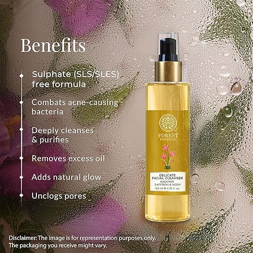 Forest Essentials Ayurvedic Purifying Face Wash with Saffron & Neem | For Normal to Oily Skin | Sulphate Free