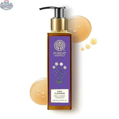Forest Essentials Amla Honey Shampoo with Mulethi for nourishing hair, shown in a 130ml bottle with herbal ingredients.