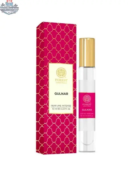 Forest Essentials Gulnar perfume bottle showing luxurious 10ml glass container with floral fragrance, elegant design, and gold accents.
