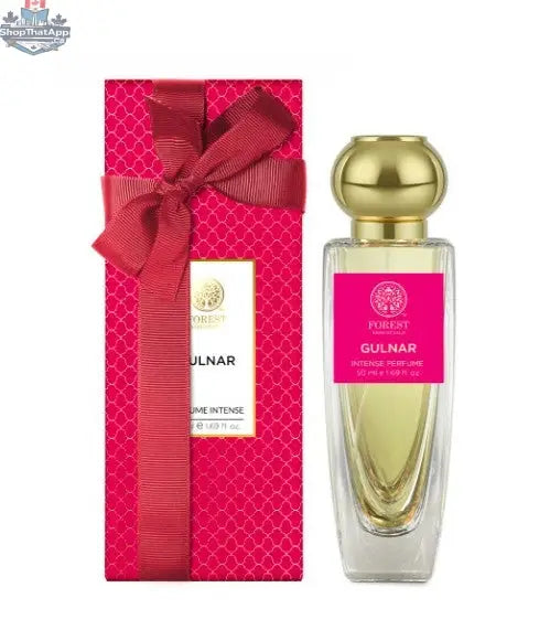 Forest Essentials Gulnar perfume bottle showcasing luxurious fragrance with floral design and elegant packaging.