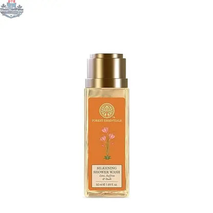 Forest Essentials Lime Saffron Oudh Silkening Shower Wash in 50ml bottle, natural body cleanser with citrus and woody scents