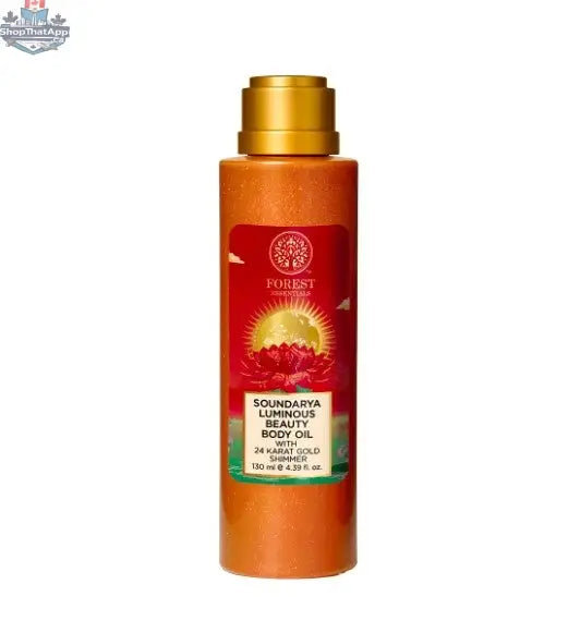 Forest Essentials Soundarya Luminous Beauty Body Oil in 130ml bottle, natural personal care product for glowing skin
