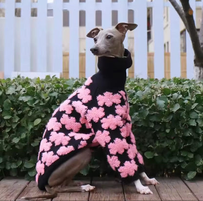 Pawsh Petals Sweater – Pink & Black Crochet Luxe Knit - Shopthatapp.ca