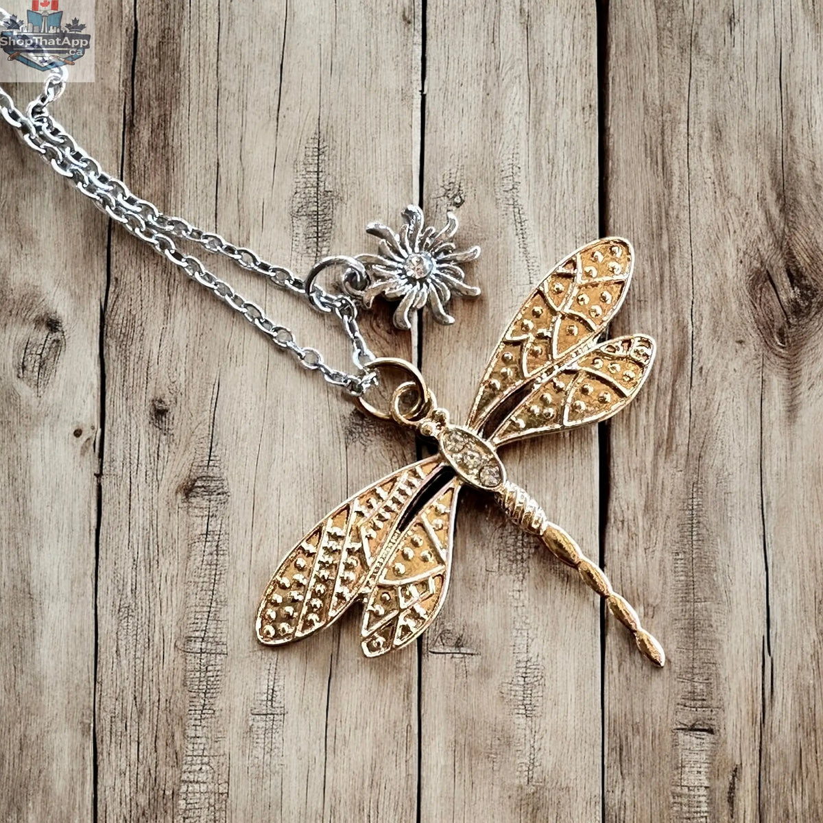 Gold Dragonfly Necklace - Shopthatapp.ca