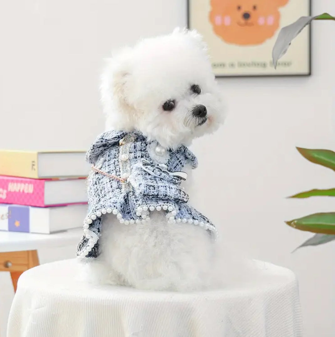 Pearl Luxe Dog Dress Set with Purse – Luxury Tweed Outfit for Dogs - Shopthatapp.ca