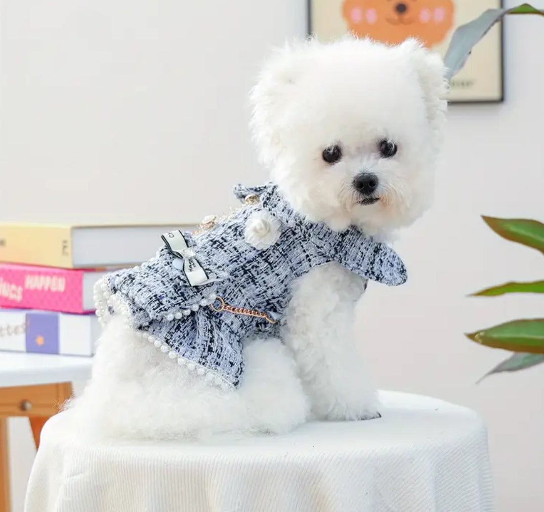 Pearl Luxe Dog Dress Set with Purse – Luxury Tweed Outfit for Dogs - Shopthatapp.ca