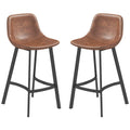 Andre Counter Height Stools with  Backrest and Steel Legs-Set of 2-Brown