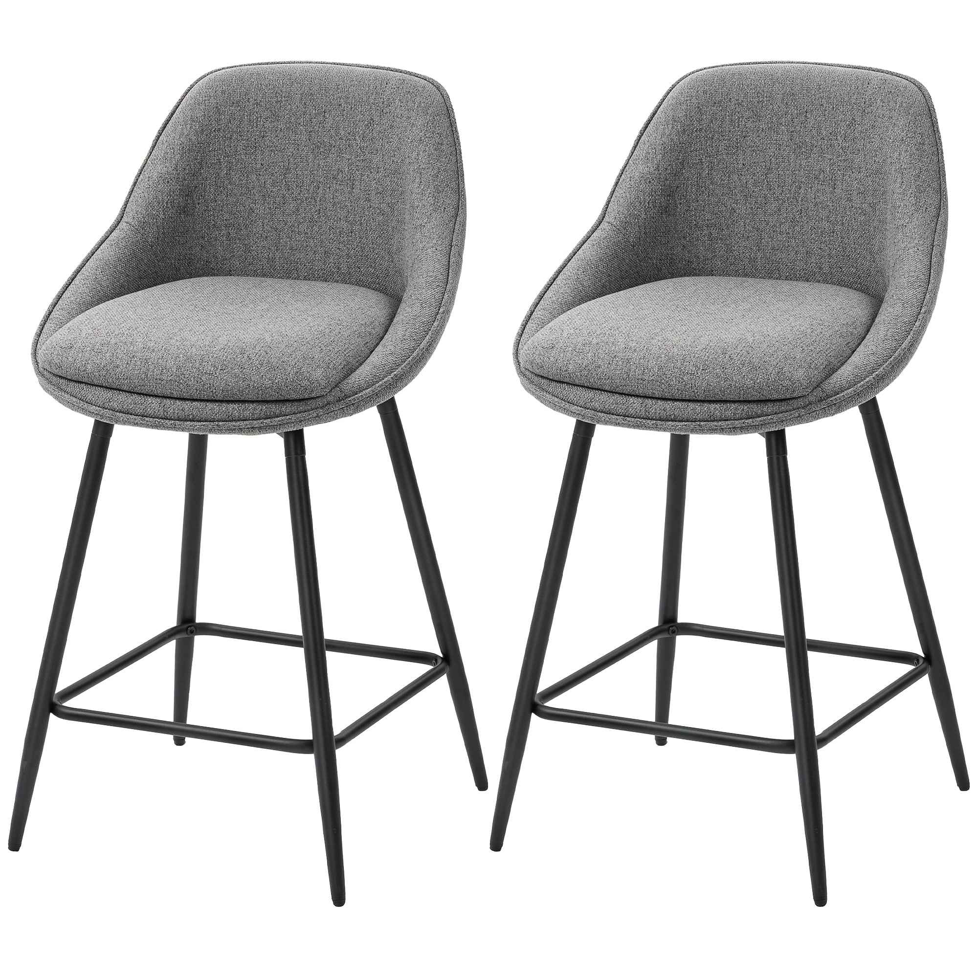 Reece 26" Counter Height Stools with Swivel and Backrest-Set of 2-Dark Grey