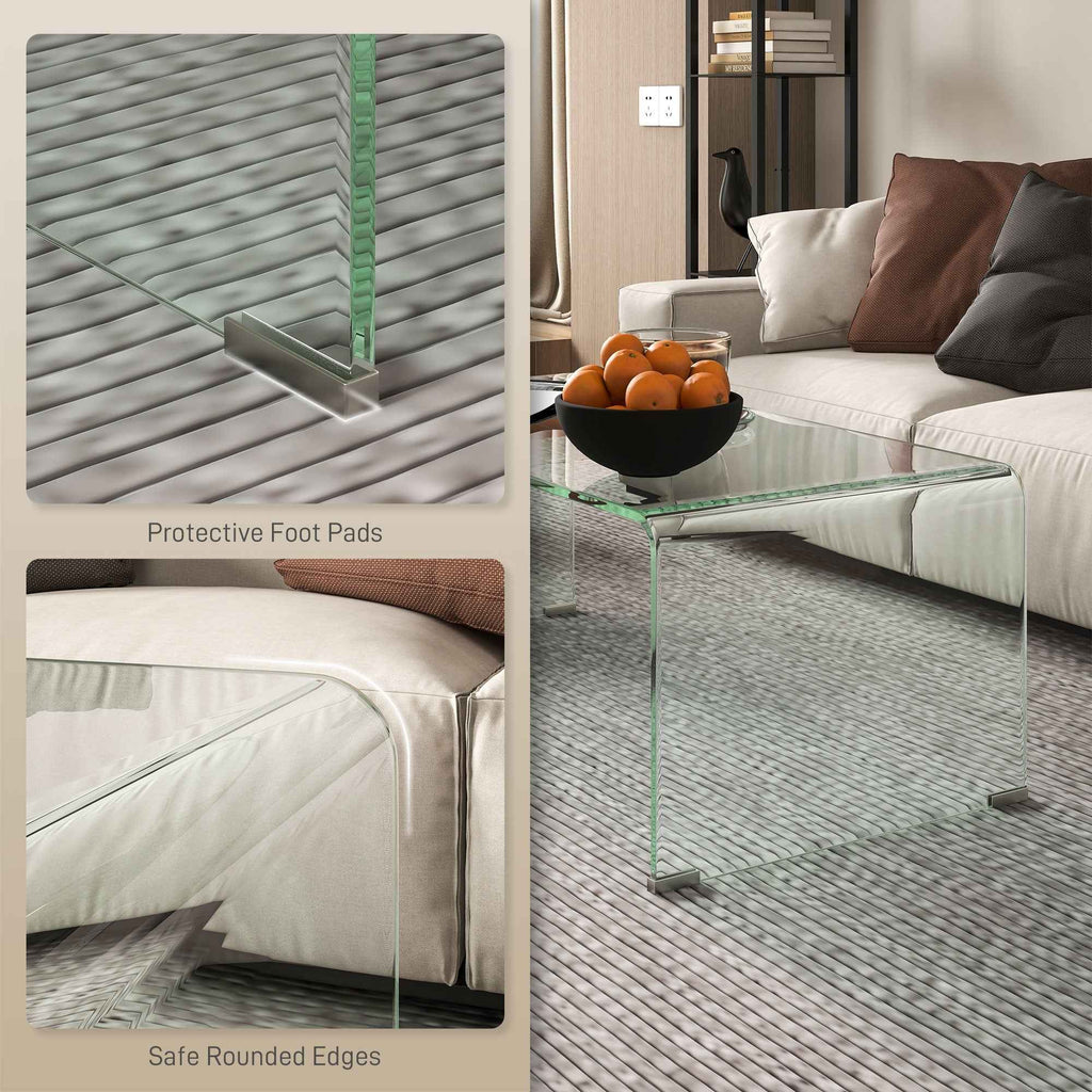 Sage Modern Glass Coffee Table with Safe Rounded Edges