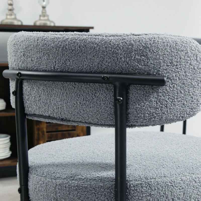 Cruz Modern Dining Chairs with Berber-Fleece Back-Set of 4-Grey
