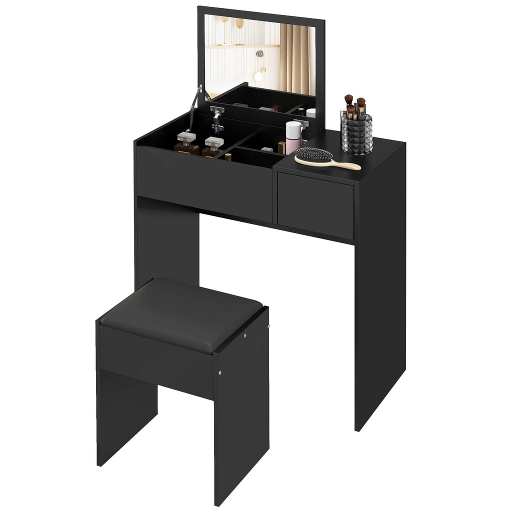 Mia Modern Vanity Set with Flip Top Mirror-Black - Shopthatapp.ca