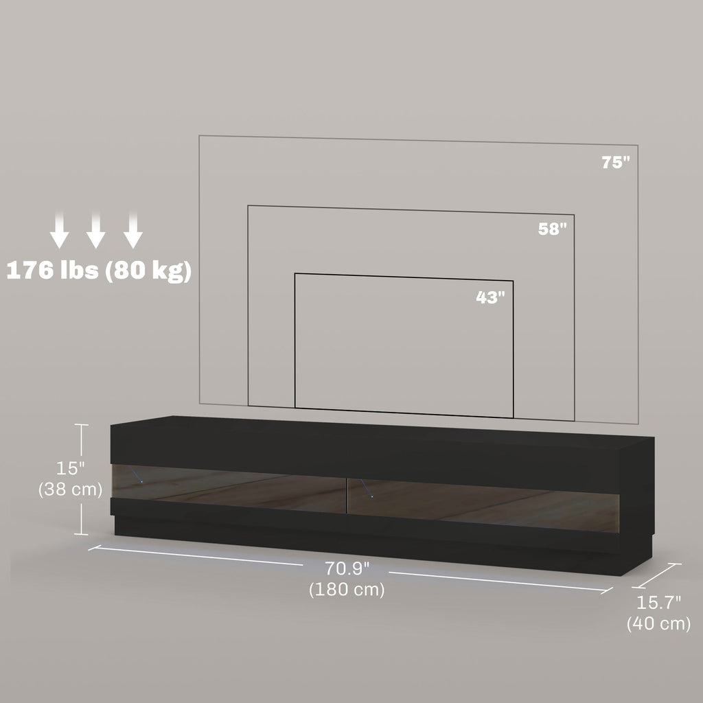 Hart Lighted TV Stand for TVs up to 75"-High Gloss Black - Shopthatapp.ca