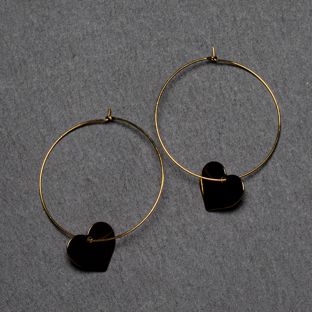 Heart On Hoop Earring in Gold Plate - Stylish Gold Heart Hoop Earrings - Shopthatapp.ca
